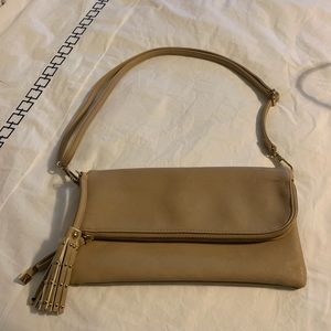 Tan evening bag